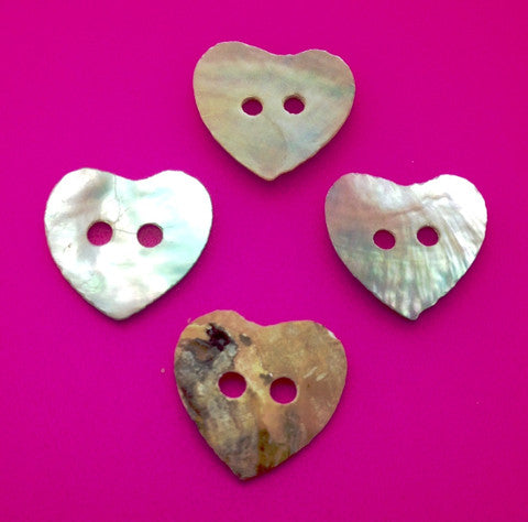 Mother of Pearl Pinctada Heart Buttons
