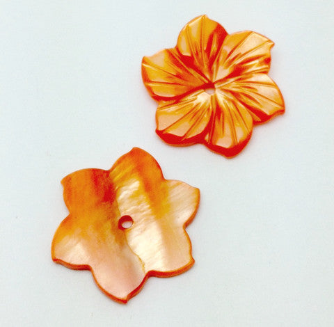 Multi- coloured Large Natural Shell Flower Shaped Dyed Buttons