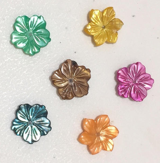 Needle Minder - Natural Shell Multi-coloured Flowers