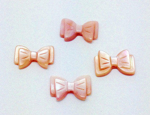 Natural Pink Carved Shell Bow Beads - BOW0001P